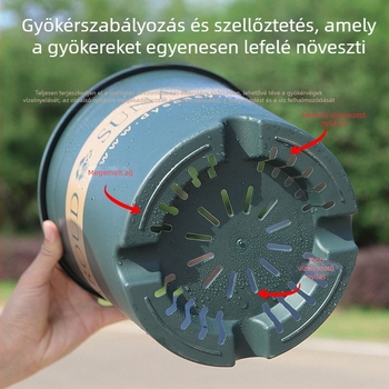 Új műanyag virágcserép gyökérszabályozóval, extra nagy, vastag falú, erkélyre