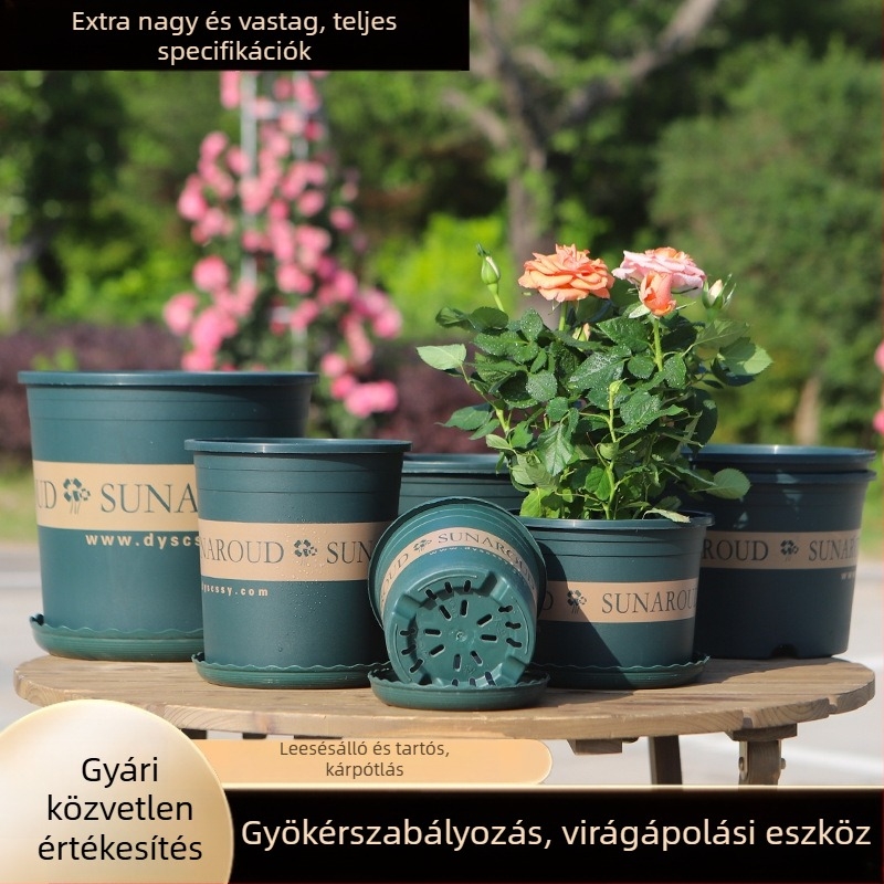 Új műanyag virágcserép gyökérszabályozóval, extra nagy, vastag falú, erkélyre