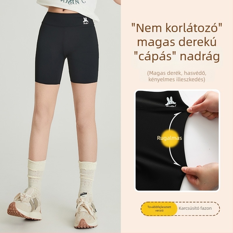 Nyári vékony capri rövidnadrág lányoknak, cápa mintával, magas derekú jóga nadrág sportos viselethez