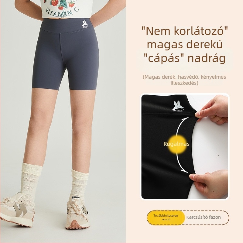 Nyári vékony capri rövidnadrág lányoknak, cápa mintával, magas derekú jóga nadrág sportos viselethez