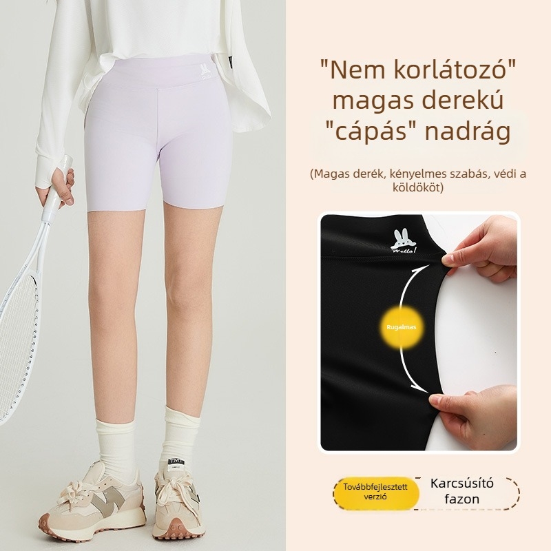 Nyári vékony capri rövidnadrág lányoknak, cápa mintával, magas derekú jóga nadrág sportos viselethez