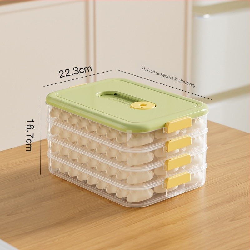 Többszintes gombóc tároló doboz időzítővel, zárható, hűtve