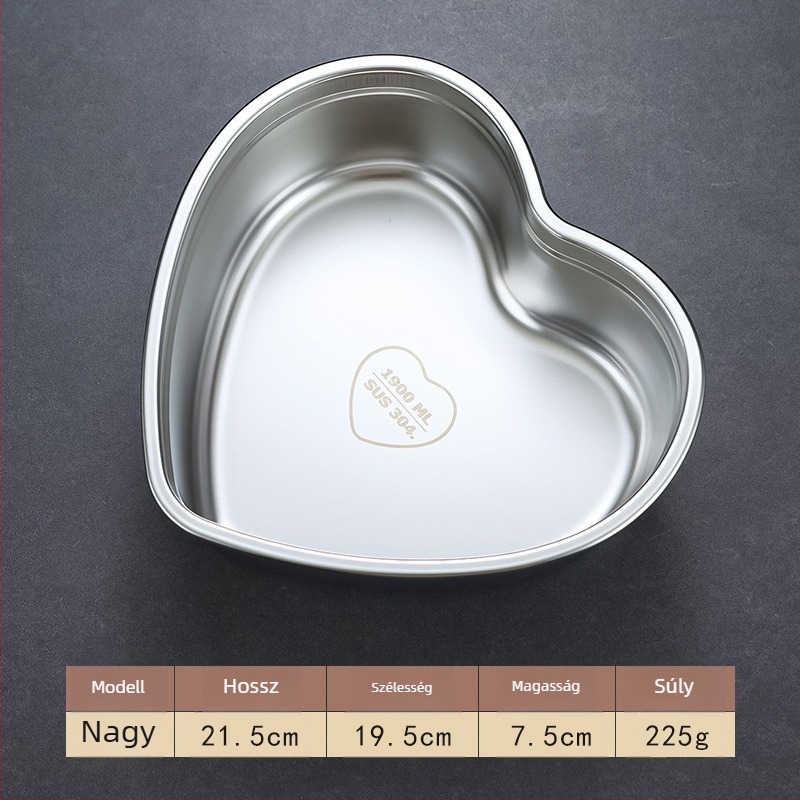 304 rozsdamentes acél Koreai-stílusú szív alakú snack tál, desszert tál, zöldség tál, sült krumpli tál, hideg ételekhez és gyümölcssaláta tál