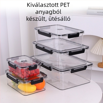 Sűrített PET élelmiszertároló átlátszó fedéllel, több méretű készlet a frissesség megőrzéséhez, mikrohullámú sütőben használható