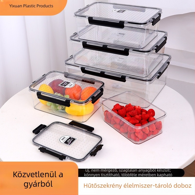 Sűrített PET élelmiszertároló átlátszó fedéllel, több méretű készlet a frissesség megőrzéséhez, mikrohullámú sütőben használható