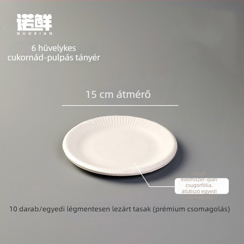 Egyszer használatos kör alakú papírtányérok, egyenként csomagolva, környezetbarát és biológiailag lebomló, piknikre és gyümölcsök mellé