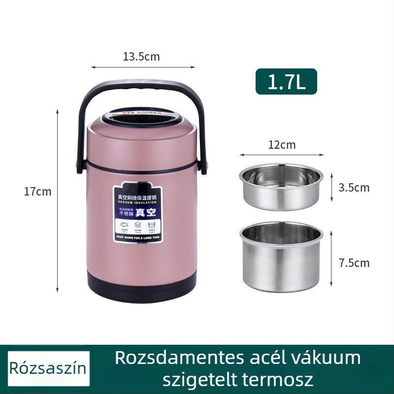 Rozsdamentes acélból készült vákuum-szigetelt ebédes doboz, nagy kapacitás, hordozható, többszintes, munka, otthon és diákok számára