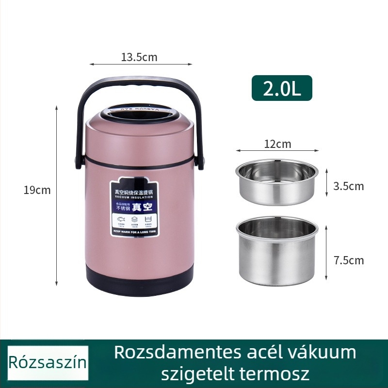 Rozsdamentes acélból készült vákuum-szigetelt ebédes doboz, nagy kapacitás, hordozható, többszintes, munka, otthon és diákok számára