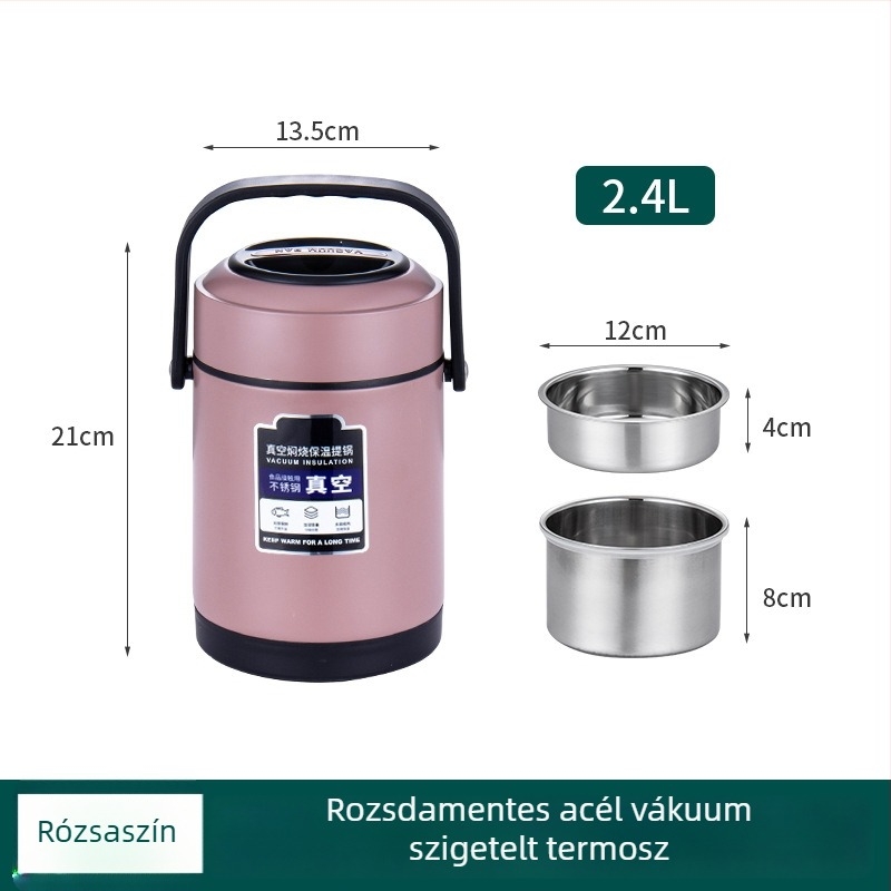 Rozsdamentes acélból készült vákuum-szigetelt ebédes doboz, nagy kapacitás, hordozható, többszintes, munka, otthon és diákok számára