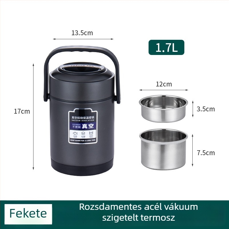 Rozsdamentes acélból készült vákuum-szigetelt ebédes doboz, nagy kapacitás, hordozható, többszintes, munka, otthon és diákok számára
