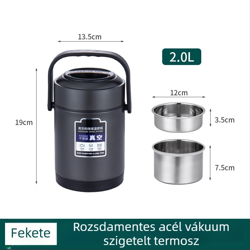 Rozsdamentes acélból készült vákuum-szigetelt ebédes doboz, nagy kapacitás, hordozható, többszintes, munka, otthon és diákok számára