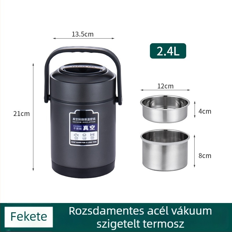 Rozsdamentes acélból készült vákuum-szigetelt ebédes doboz, nagy kapacitás, hordozható, többszintes, munka, otthon és diákok számára