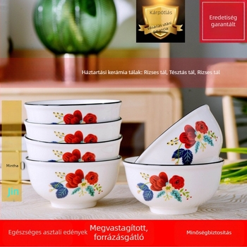 Csontporcelán rizstál háztartási használatra – edények készlet egy tál és egy tányér, kreatív dizájn