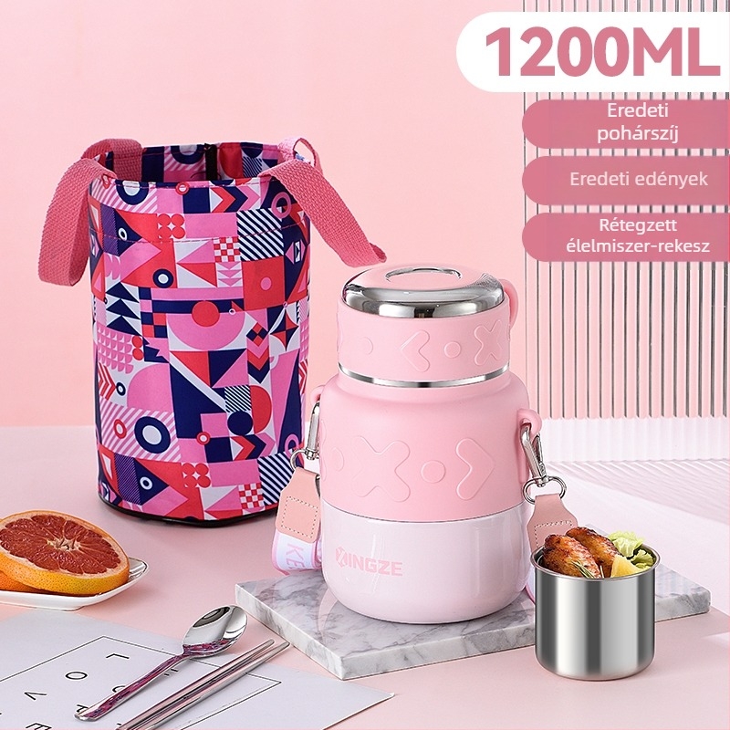 316-os rozsdamentes acélból sima belső edény, hőszigetelt ebédes doboz, hordozható zabkása főző