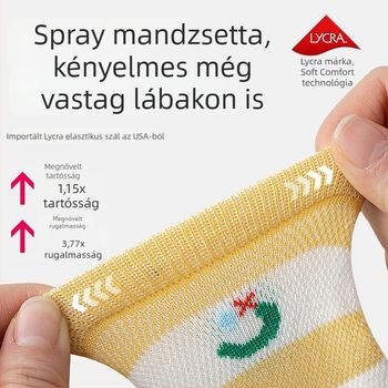 Gyerekeknek tavaszi pamut zokni – vékony, hálós mintázatú, középmagas hosszúságú, uniszex, 5 páros csomag