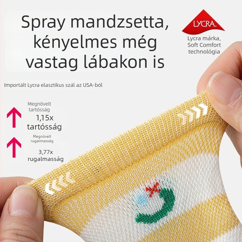 Gyerekeknek tavaszi pamut zokni – vékony, hálós mintázatú, középmagas hosszúságú, uniszex, 5 páros csomag