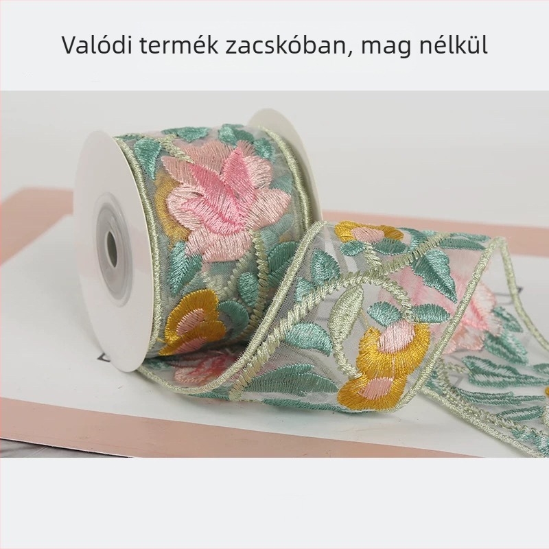 5 cm-es csipke szegély, 3D hímzett virágokkal, DIY Hanfu gallérhoz, hagyományos kínai stílusú, vintage szalag