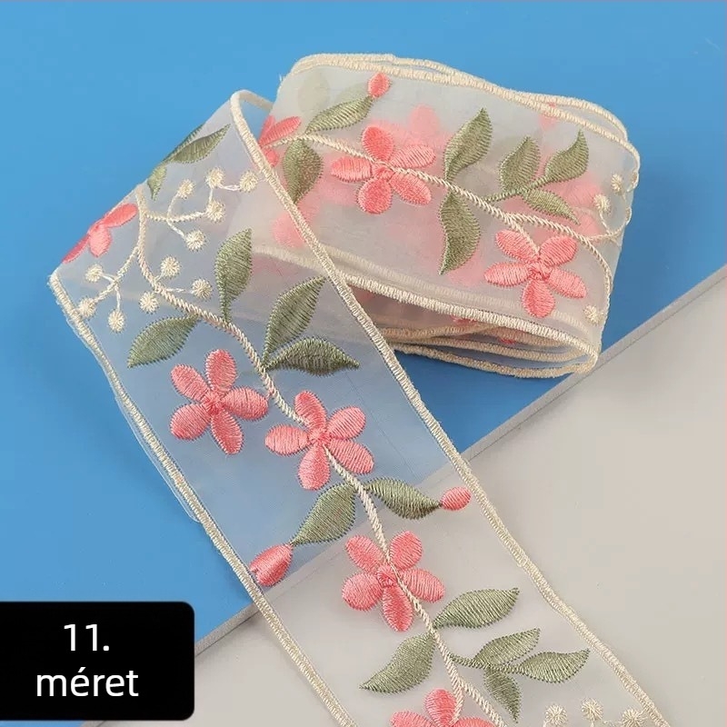 5 cm-es csipke szegély, 3D hímzett virágokkal, DIY Hanfu gallérhoz, hagyományos kínai stílusú, vintage szalag
