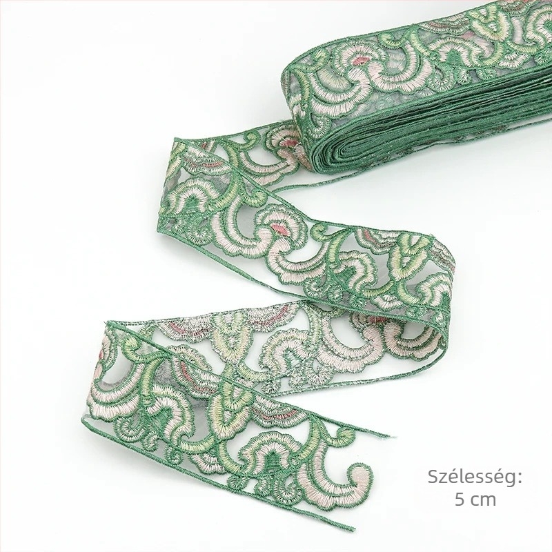 5 cm-es csipke szegély, 3D hímzett virágokkal, DIY Hanfu gallérhoz, hagyományos kínai stílusú, vintage szalag