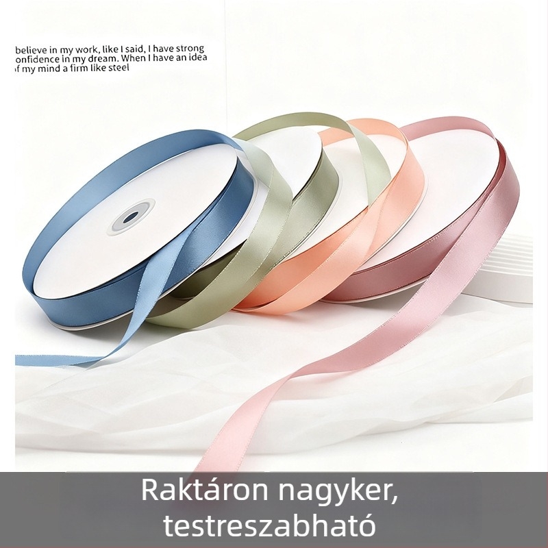 2,0 cm-es egyoldalas szatén masni — kézműves DIY haj-kiegészítő, ajándékszalag, csokor dekoráció