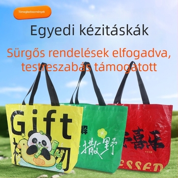 Szövött táska nagy kapacitású, testreszabott reklám, laminált színes nyomtatás logóval