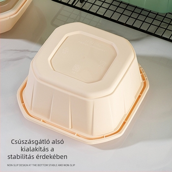 Egyszer használatos ebédes doboz, megvastított, szivárgásmentes, négyzet alakú zárható ételtartó, zöld