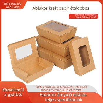 Kraft papírból készült, egyszer használatos ebédes doboz, téglalap alakú, sushihoz és gyorsételekhez, élelmiszerbiztonsági minőségű gyümölcs-doboz