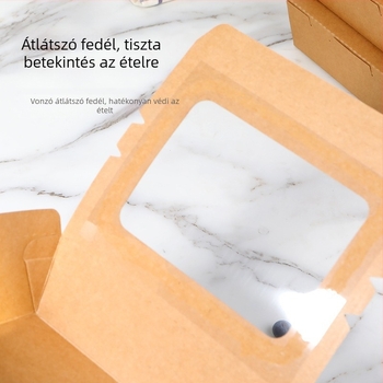 Kraft papírból készült, egyszer használatos ebédes doboz, téglalap alakú, sushihoz és gyorsételekhez, élelmiszerbiztonsági minőségű gyümölcs-doboz