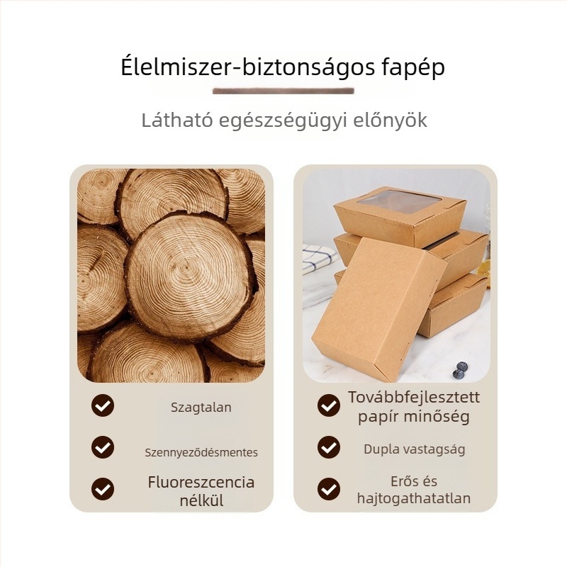 Kraft papírból készült, egyszer használatos ebédes doboz, téglalap alakú, sushihoz és gyorsételekhez, élelmiszerbiztonsági minőségű gyümölcs-doboz