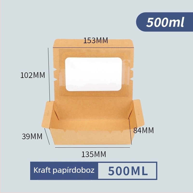 Kraft papírból készült, egyszer használatos ebédes doboz, téglalap alakú, sushihoz és gyorsételekhez, élelmiszerbiztonsági minőségű gyümölcs-doboz