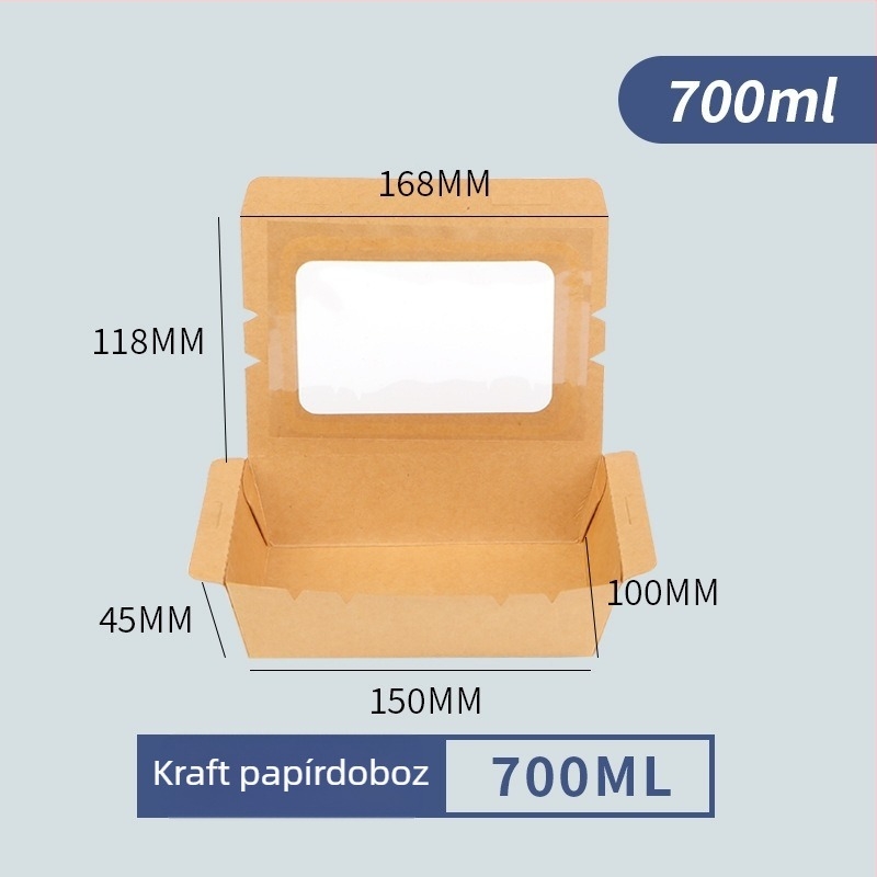 Kraft papírból készült, egyszer használatos ebédes doboz, téglalap alakú, sushihoz és gyorsételekhez, élelmiszerbiztonsági minőségű gyümölcs-doboz