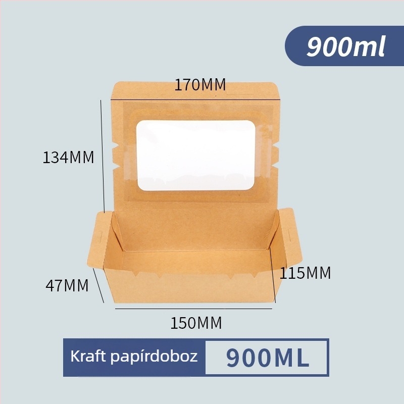Kraft papírból készült, egyszer használatos ebédes doboz, téglalap alakú, sushihoz és gyorsételekhez, élelmiszerbiztonsági minőségű gyümölcs-doboz