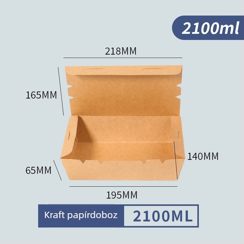Kraft papírból készült, egyszer használatos ebédes doboz, téglalap alakú, sushihoz és gyorsételekhez, élelmiszerbiztonsági minőségű gyümölcs-doboz
