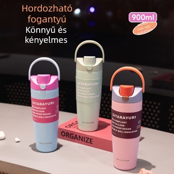 Sitarayuri új hőszigetelt rozsdamentes acél sportos vízpalack, nagy kapacitású, hordozható fogantyúval