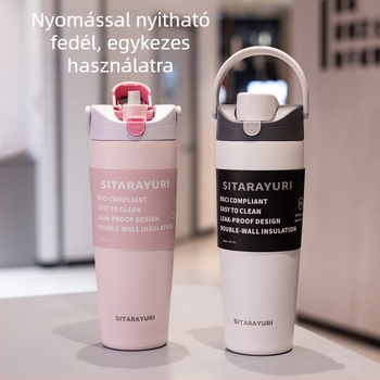 Sitarayuri új hőszigetelt rozsdamentes acél sportos vízpalack, nagy kapacitású, hordozható fogantyúval