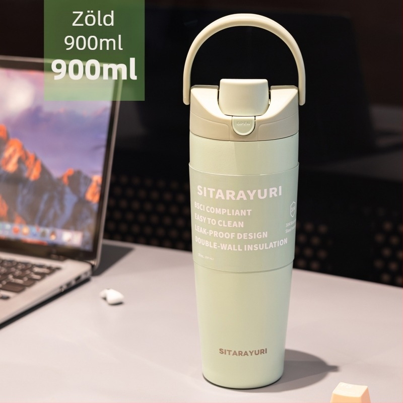 Sitarayuri új hőszigetelt rozsdamentes acél sportos vízpalack, nagy kapacitású, hordozható fogantyúval