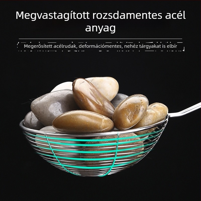 Rozsdamentes acélból készült teafilter boba teához hosszú nyéllel és nagy hálós szűrővel forró fazékhoz
