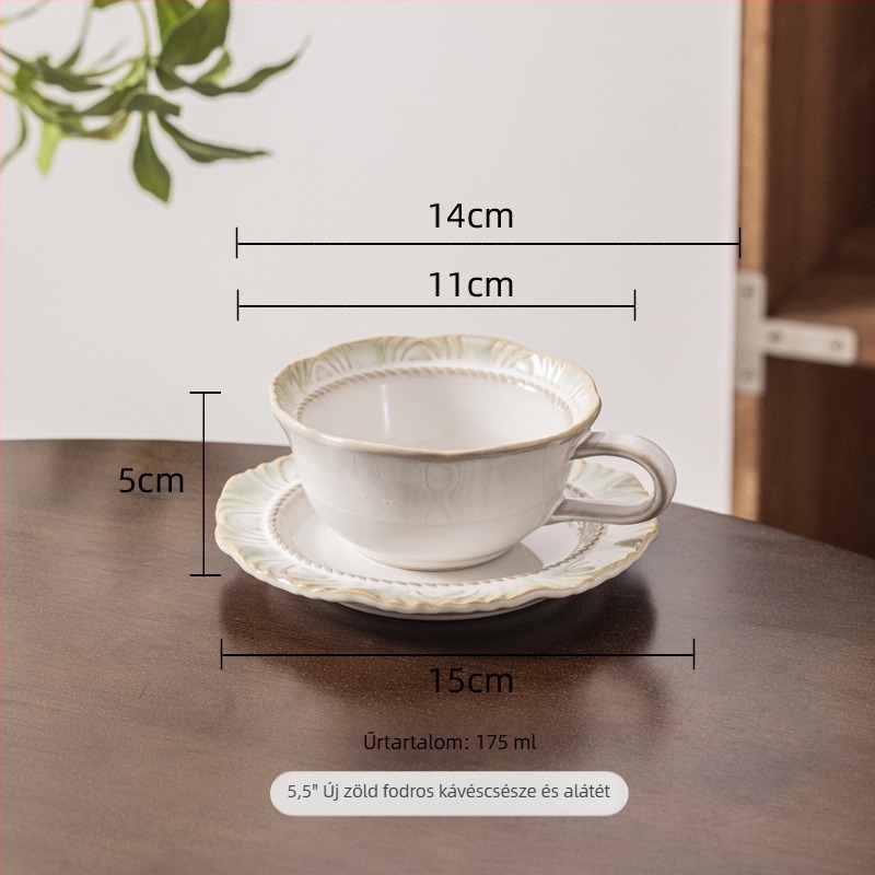 Új zöld sorozat porcelán étkészlet aláglazúrozott színű rizstál és vintage csipke szegély