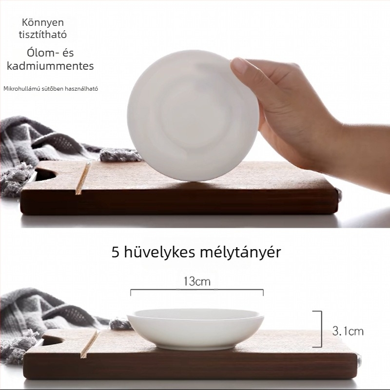 Fehér csontporcelán mély tányér, kerek, otthonra és szállodába használható, modern minimalist dizájn