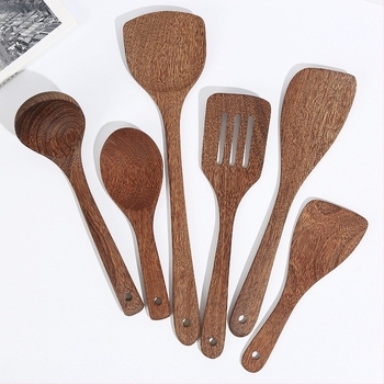 Fából készült kanál- és spatula-készlet, lakkozás nélkül, gravírozott logóval