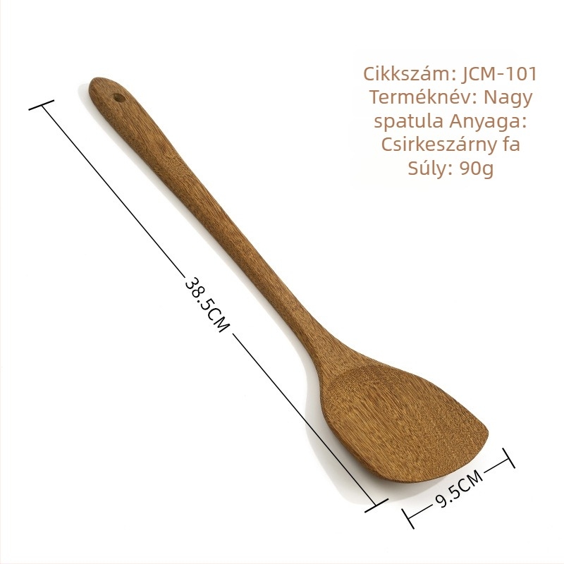Fából készült kanál- és spatula-készlet, lakkozás nélkül, gravírozott logóval