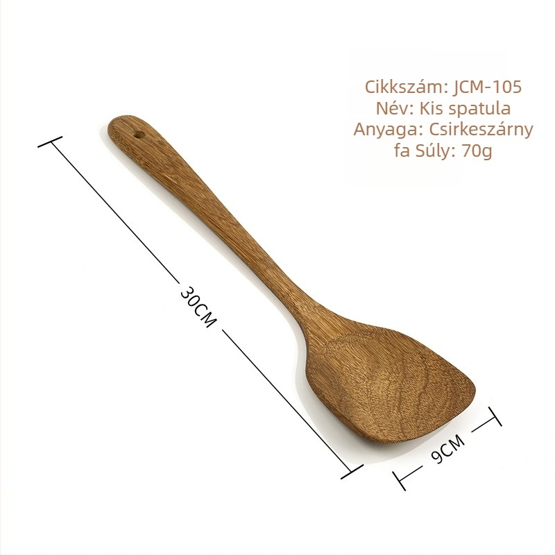 Fából készült kanál- és spatula-készlet, lakkozás nélkül, gravírozott logóval