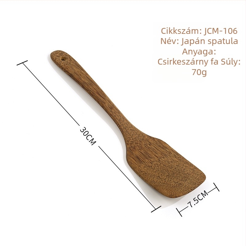 Fából készült kanál- és spatula-készlet, lakkozás nélkül, gravírozott logóval