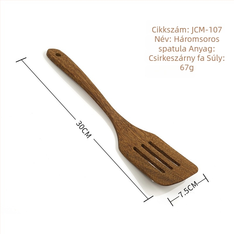 Fából készült kanál- és spatula-készlet, lakkozás nélkül, gravírozott logóval