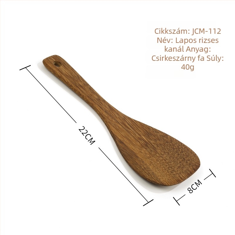 Fából készült kanál- és spatula-készlet, lakkozás nélkül, gravírozott logóval