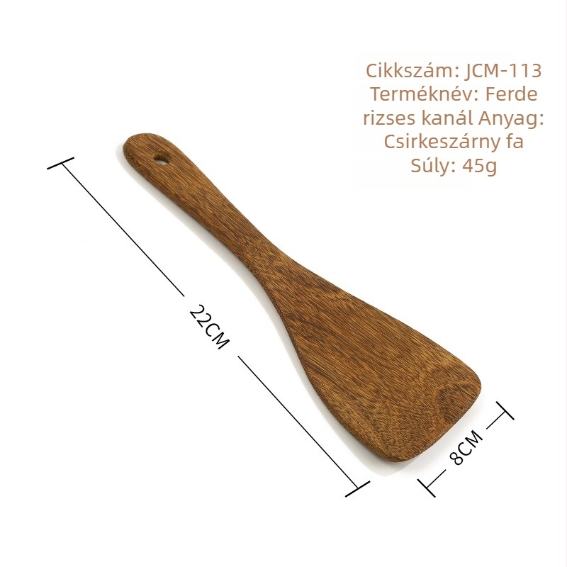 Fából készült kanál- és spatula-készlet, lakkozás nélkül, gravírozott logóval