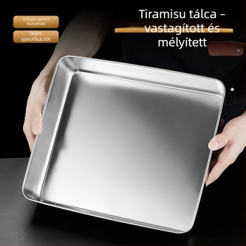 Rozsdamentes acél négyszögletes fedeles tál, tiramisú készítő tál, gőzölésre és sütésre, átmérő 18–18.9 cm