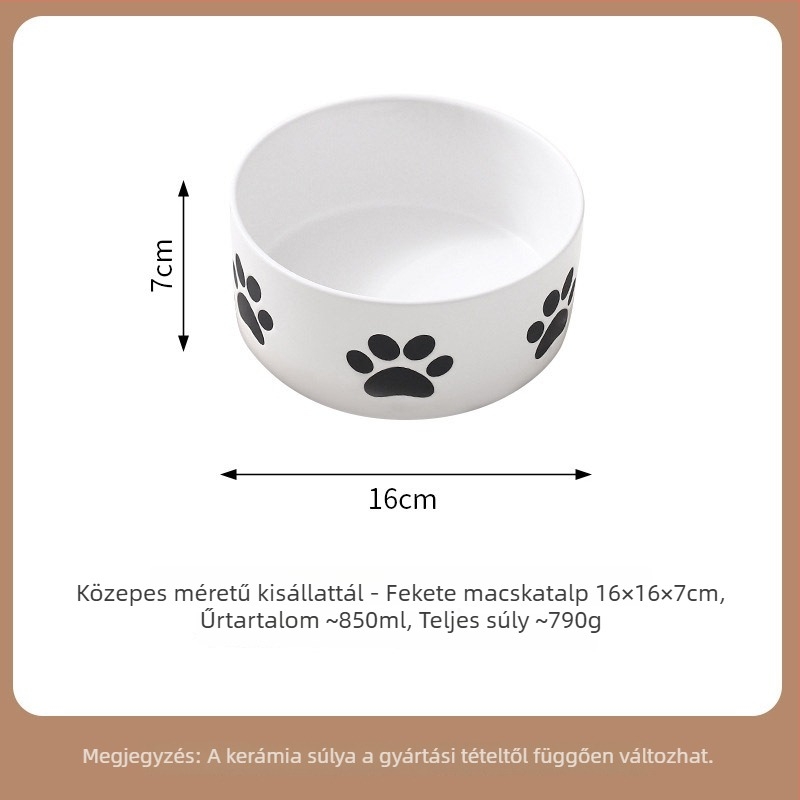 Minimalista kerámia kisállat tál tálcával - víz és étel, macska és kutya számára