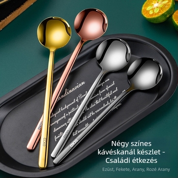 304 rozsdamentes acél hosszú nyelű keverőkanál kávéhoz és tejhez, kis kanál gyerekek desszertjeihez, koreai stílusú, elegáns kialakítás