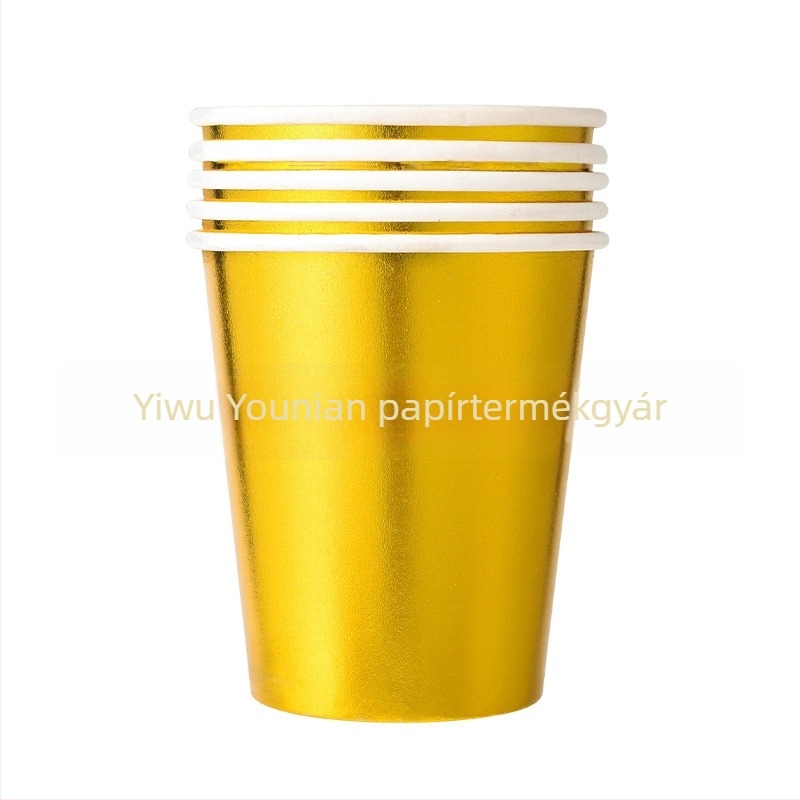 Szivárványos irizáló papírpohár, 9 oz, buli kellék